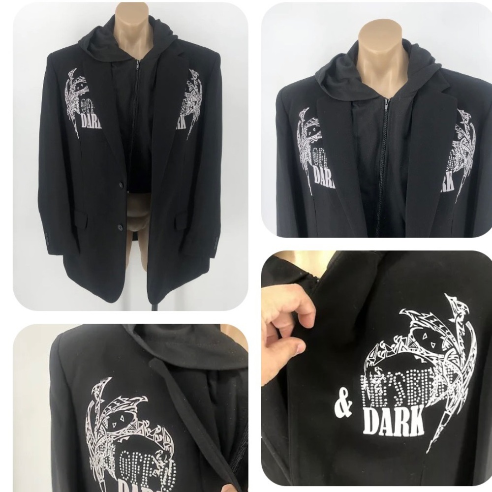 NWT blazer/Hoodie Pronti Collection mens jacket hooded black.